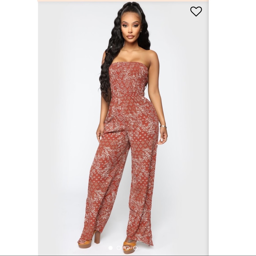Strapless tube top Smocked jumpsuit